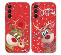 Yoedge 2 Piezas Navidad Funda para Samsung Galaxy A25 5G 6,5", Cute Navideño Dibujos Diseño Christmas Motive Carcasa, Ultra Fina Suave Silicona Antigolpes Navidad Case para Samsung A25 5G, Alce + Alce