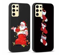 Yoedge [2 Piezas Navidad Funda para Samsung Galaxy S24 Ultra 5G 6,8", Carcasa con Lindo Navideño Dibujos Papá Noel, Suave Silicona TPU Antigolpes Christmas Case Cover para Samsung S24 Ultra, Negro
