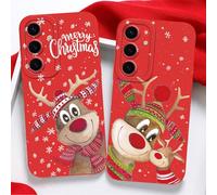 Yoedge 2 Piezas Navidad Funda para Samsung Galaxy S25 Plus/S25+ 5G 6,8", Cute Navideño Dibujos Diseño Christmas Motive Carcasa, Silicona Antigolpes Navidad Case para Samsung S25+ 5G, Alce + Alce