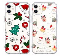 Yoedge 2 Piezas Navidad Fundas para Apple iPhone 11 6,1", Transparente Christmas Carcasa Silicona con Decoración Navidades Dibujos Aesthetic Capa Protección Case Cover para iPhone 11, Yeti