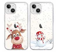 Yoedge 2 Piezas Navidad Fundas para Apple iPhone 14 Plus 6,7", Transparente Christmas Carcasa Silicona con Decoración Navidades Dibujos Aesthetic Capa Protección Case Cover para iPhone 14 Plus, Alce
