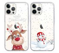 Yoedge 2 Piezas Navidad Fundas para iPhone 15 Plus 6,7", Transparente Christmas Carcasa Silicona con Decoración Navidades Dibujos Aesthetic Capa Protección Case Cover para iPhone 15 Plus, Alce