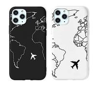 Yoedge 2 Piezas para OPPO A74 5G / OPPO A54 5G Funda, Silicona Mate Suave TPU Protección Carcasa con Mapa del Mundo Dibujos, Ultra Delgada Antichoque Case para OPPO A54 5G 6,5 Pulgada, Negro y Blanco