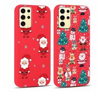 Yoedge 2 x Navidad Funda para Samsung Galaxy S24 Ultra 5G 6,8", Lindo Carcasa con Navideño Dibujos Papá Noel Ciervo, Suave Silicona TPU Antigolpes Christmas Case Cover para Samsung S24 Ultra, Rojo