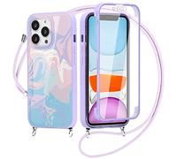 Yoedge - Carcasa para Xiaomi 11T/11T Pro 5G con cordón de collar de 6,67", con protector de pantalla integrado, transparente de silicona, protección contra golpes, funda cordaje Lanyard Case, mármol 3