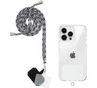Yoedge Cordón Cuerda Universal Correa Colgante para Movil con 2 Phone Lanyard Parcheas, Correas Ajustable Cuello Cadena de Nylon con Todos los teléfonos Inteligentes con Llaver, 02-Negro Blanco
