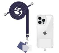 Yoedge Cordón Cuerda Universal Correa Colgante para movil con 2 Phone Lanyard Parcheas, Correas Ajustable Cuello Cadena de Nylon con Todos los teléfonos Inteligentes con Llaver, Azul Oscuro
