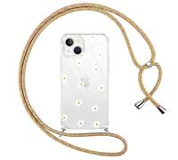 Yoedge Funda con Cuerda para iPhone 14/iPhone 13 6,1", Transparente Carcasa Aesthetic Dibujos Flores Case con Correa Colgante Collar Correa Cuello, Silicona TPU + PC Antichoque Cover per iPhone 14,13