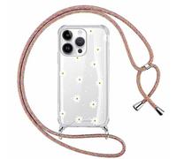 Yoedge Funda con Cuerda para iPhone 15 Pro 6,1", Transparente Carcasa Aesthetic Dibujos Flores Case con Correa Colgante Collar Correa Cuello, Silicona TPU + PC Antichoque Cover per iPhone 15 Pro,13