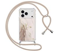 Yoedge Funda con Cuerda para iPhone 17 Pro 6,3", Transparente Carcasa Aesthetic Dibujos Marmol Case con Correa Colgante Collar Correa Cuello, Silicona TPU + PC Antichoque Cover per iPhone 17 Pro,03