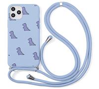 Yoedge Funda con Cuerda para iPhone SE 2022/SE 2020/7/8 4,7",Púrpura Claro TPU Silicona Mate Lindo Dibujos Animados Case con Colgante Ajustable Correa de Cordón Cárcasa para iPhone 7,Cocodrilo
