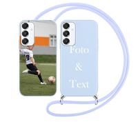 Yoedge Funda con Cuerda para Samsung Galaxy A16 4G/5G 6,7" Movil Personalizada Foto Imagen Texto Letras Diseño, Azul Carcasa Personalizable con Correa Cordón Cover Caso Custom para Samsung A16 Case