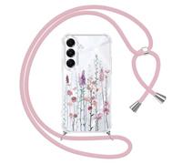 Yoedge Funda con Cuerda para Samsung Galaxy A16 5G 6,7", Transparente Carcasa Aesthetic Dibujos Flores Case con Correa Colgante Collar Cuello, Silicona TPU + PC Antichoque Cover per Samsung A16,03