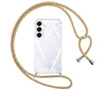 Yoedge Funda con Cuerda para Samsung Galaxy A16 5G 6,7", Transparente Carcasa Aesthetic Dibujos Flores Case con Correa Colgante Collar Cuello, Silicona TPU + PC Antichoque Cover per Samsung A16,13