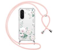 Yoedge Funda con Cuerda para Samsung Galaxy A36 5G 6,64", Transparente Carcasa Aesthetic Dibujos Flores Case con Correa Colgante Collar Cuello, Silicona TPU + PC Antichoque Cover per Samsung A36,11