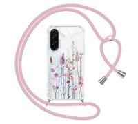 Yoedge Funda con Cuerda para Samsung Galaxy A36 5G 6,64", Transparente Carcasa Aesthetic Dibujos Flores Case con Correa Colgante Collar Cuello, Silicona TPU + PC Antichoque Cover per Samsung A36,03