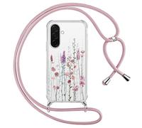Yoedge Funda con Cuerda para Samsung Galaxy A36 5G 6,64", Transparente Carcasa Aesthetic Dibujos Flores Case con Correa Colgante Collar Cuello, Silicona TPU + PC Antichoque Cover per Samsung A36,03