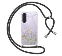 Yoedge Funda con Cuerda para Samsung Galaxy A37 5G 6,7", Transparente Carcasa Aesthetic Dibujos Flores Case con Correa Colgante Collar Cuello, Silicona TPU + PC Antichoque Cover per Samsung A37,02