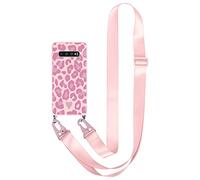 Yoedge Funda con Cuerda para Samsung Galaxy A52 6,5", Carcasa de Suave Rosado Silicona TPU Caso con Correa Colgante Ajustable Collar Correa de Cuello Cordón Case para Samsung A52, Leopardo