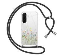 Yoedge Funda con Cuerda para Samsung Galaxy A56 5G 6,7", Transparente Carcasa Aesthetic Dibujos Flores Case con Correa Colgante Collar Cuello, Silicona TPU + PC Antichoque Cover per Samsung A56,02