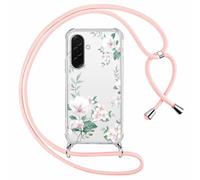 Yoedge Funda con Cuerda para Samsung Galaxy A57 5G 6,7", Transparente Carcasa Aesthetic Dibujos Flores Case con Correa Colgante Collar Cuello, Silicona TPU + PC Antichoque Cover per Samsung A57,11