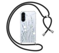Yoedge Funda con Cuerda para Samsung Galaxy A57 5G 6,7", Transparente Carcasa Aesthetic Dibujos Flores Case con Correa Colgante Collar Cuello, Silicona TPU + PC Antichoque Cover per Samsung A57,01