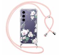 Yoedge Funda con Cuerda para Samsung Galaxy S25 5G 6,2", Transparente Carcasa Aesthetic Dibujos Flores Case con Correa Colgante Collar Cuello, Silicona TPU + PC Antichoque Cover per Samsung S25,11
