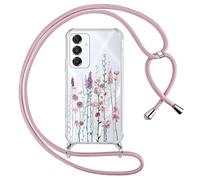 Yoedge Funda con Cuerda para Samsung Galaxy S25+ 5G 6,7", Transparente Carcasa Aesthetic Dibujos Flores Case con Correa Colgante Collar Cuello, Silicona TPU + PC Antichoque Cover per Samsung S25+,03