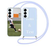 Yoedge Funda con Cuerda para Samsung Galaxy S25 FE 5G 6,7" Movil Personalizada Foto Imagen Texto Diseño, Azul Carcasa Personalizable con Cordón Cover Caso Custom para Samsung Galaxy S25 FE 5G Case