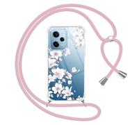 Yoedge Funda con Cuerda para Xiaomi Redmi Note 12 Pro 5G 6,67", Transparente Carcasa Dibujos Flores Case con Correa Colgante Collar Cuello, Silicona TPU + PC Antichoque Cover per Redmi Note 12 Pro,05