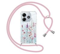 Yoedge Funda con Cuerda para Xiaomi Redmi Note 14 5G 6,67", Transparente Carcasa Dibujos Flores Case con Correa Colgante Collar Correa Cuello, Silicona TPU + PC Antichoque Cover per Redmi Note 14,03