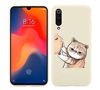 Yoedge Funda de Silicone para Xiaomi Mi 10 Lite (5G) (6,57"), Mate Blanco Silicona TPU Dibujos Animados Carcasa, Suave Antigolpes Bumper Protectora Case para Xiaomi 10 Lite 5G - Gato 3