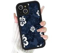 Yoedge Funda para iPhone 13 Flore, Silicona Carcasa con Aesthetic Lindo Azules Flower Dibujos Cover para Mujer Niñas, Antigolpes Anti-arañazos Cámara Bumper Protector Case para iPhone13 6,1"