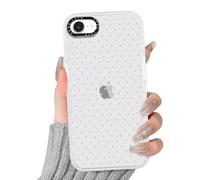 Yoedge Funda para iPhone 16e/SE 4/SE 2025 Transparente Polka Dot Motive, Aesthetic Lunares Estético Elegante Dibujos Carcasa para Mujer, Silicona PC Case para iPhone SE 4 6,1" Cover,Morado Invierno