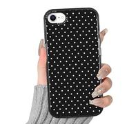 Yoedge Funda para iPhone 16e/SE 4/SE 2025 Transparente Polka Dot Motive, Aesthetic Lunares Estético Elegante Dibujos Carcasa para Mujer, Silicona PC Case para iPhone SE 4 6,1" Cover,Perlas Negro