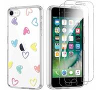 Yoedge Funda para iPhone 8/7/SE 2022/SE 2020 4,7'' con 2 Piezas Cristal Templado Protector Pantalla, Aesthetic Ultra Fina Transparente Carcasa, Antigolpes TPU Silicona Case para iPhone 8, amar 02