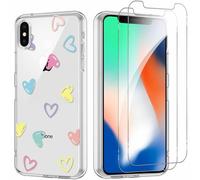 Yoedge Funda para iPhone X/iPhone XS 5,8'' con 2 Piezas Cristal Templado Protector Pantalla, Aesthetic Ultra Fina Transparente Carcasa, Antigolpes TPU Silicona Case para iPhone X/iPhone XS, amar 02