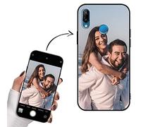 Yoedge Funda Personalizada para Huawei P20 Lite 5,84", Carcasa Personalizable con Foto Imagen o Texto Letras Gel por Encargo Personalizado Custom para Huawei P20 Lite Case Negro Cover
