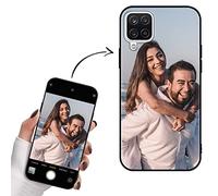 Yoedge Funda Personalizada para Samsung Galaxy A12 6,5", Carcasa Personalizable con Foto Imagen o Texto Letras Gel por Encargo Personalizado Custom para Samsung A12 Case Negro Cover