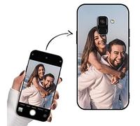 Yoedge Funda Personalizada para Samsung Galaxy A8 2018 5,6", Carcasa Personalizable con Foto Imagen o Texto Letras Gel por Encargo Personalizado Custom para Samsung A8 2018 Case Negro Cover