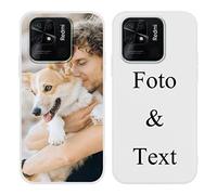 Yoedge Funda Personalizada para Xiaomi Redmi 10C 4G / Redmi 10 Power 6,71", TPU Carcasa Personalizable con Foto Imagen o Texto, Antigolpes por Encargo Personalizado Cover Custom Case, Blanco