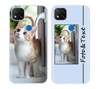 Yoedge Funda Personalizada para Xiaomi Redmi 9C 4G/ Redmi 9C NFC/Redmi 10A 6,53",Carcasa Silicona Personalizable con Imagen Foto Texto Custom,Antigolpes Encargo Case Cover Personalizado,Azul Claro