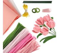Yoedge Kit de limpieza de tuberías: 400 piezas de un juego completo para hacer flores con alambre de flores, cinta de crepé y papel floral, ramos de bricolaje con cinta e instrucciones