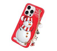 Yoedge Navidad Funda para iPhone 16 Pro 6,3" con Cuerda, Lindo Carcasa con Navideño Dibujos Yeti, Suave Silicona TPU Bumper Antigolpes Christmas Case Cover con Cadena Correa para iPhone 16 Pro, Rojo