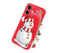 Yoedge Navidad Funda para iPhone 17 6,3" con Cuerda, Lindo Carcasa con Navideño Dibujos Yeti, Suave Silicona TPU Bumper Antigolpes Christmas Case Cover con Cadena Correa para iPhone 17, Rojo