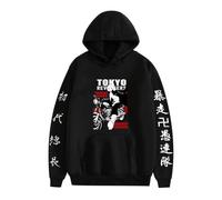 Yoedoa Sudadera con Capucha Gráfica del Anime Tokyo Revengers, Sudadera con Capucha con Caracteres Japoneses (Black,4XL)