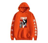 Yoedoa Sudadera con Capucha Gráfica del Anime Tokyo Revengers, Sudadera con Capucha con Caracteres Japoneses (Orange,4XL)
