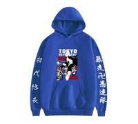Yoedoa Sudadera con Capucha Gráfica del Anime Tokyo Revengers, Sudadera con Capucha con Caracteres Japoneses (Blue,4XL)
