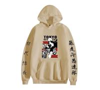 Yoedoa Sudadera con Capucha Gráfica del Anime Tokyo Revengers, Sudadera con Capucha con Caracteres Japoneses (Khaki,4XL)