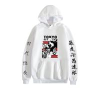 Yoedoa Sudadera con Capucha Gráfica del Anime Tokyo Revengers, Sudadera con Capucha con Caracteres Japoneses (White,4XL)